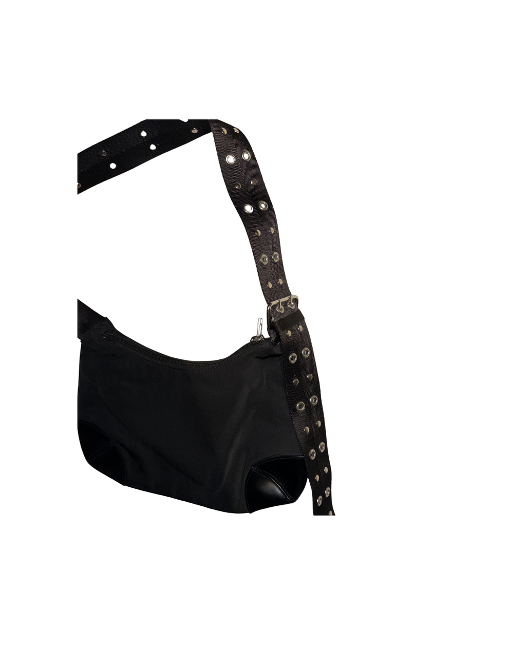 black WEEKDAY nicole shoulder bag, fully adjustable strap with rivets