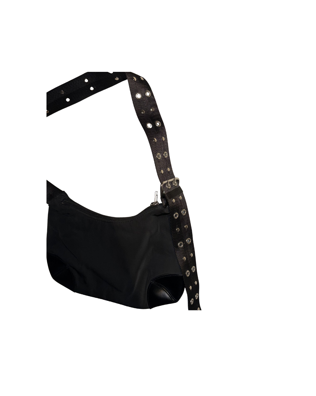 black WEEKDAY nicole shoulder bag, fully adjustable strap with rivets