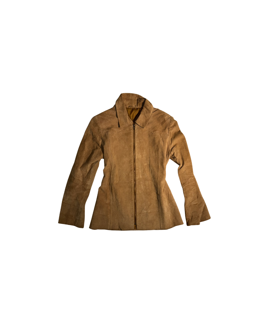 tailored suede leather jacket, camel coloured with laced detailing