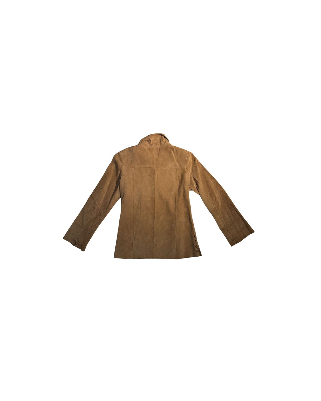 tailored suede leather jacket, camel coloured with laced detailing