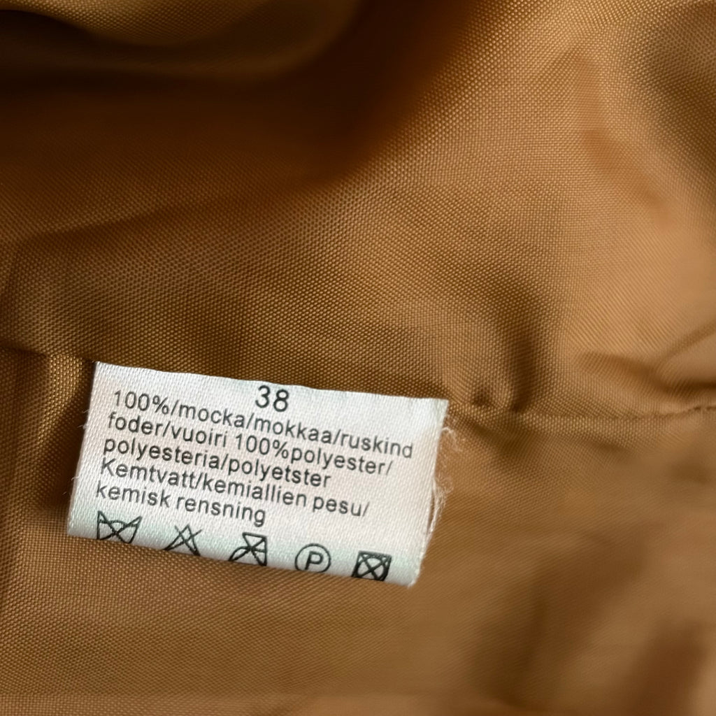 tailored suede leather jacket, camel coloured with laced detailing